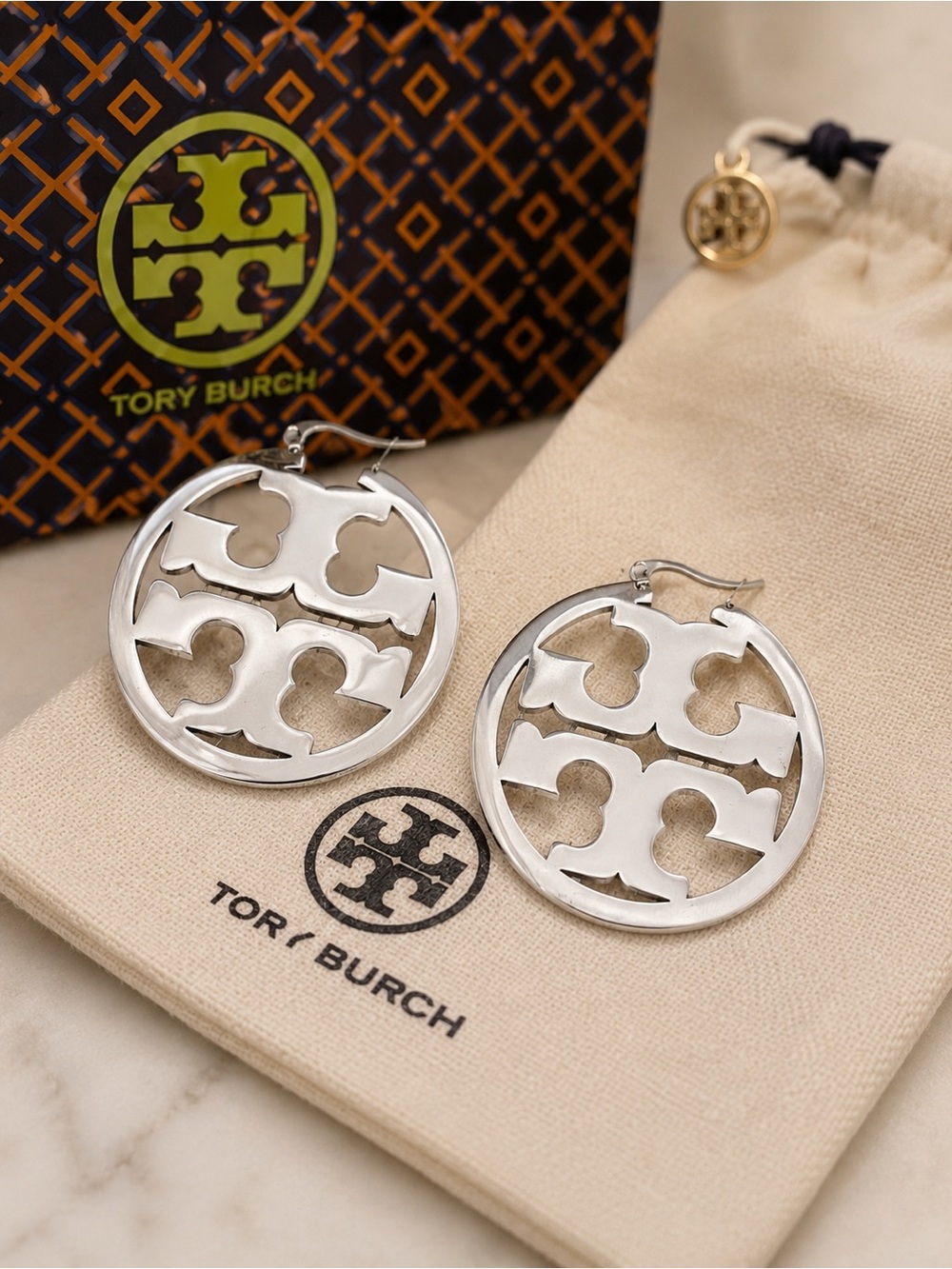 Large Tory Burch Logo Earrings